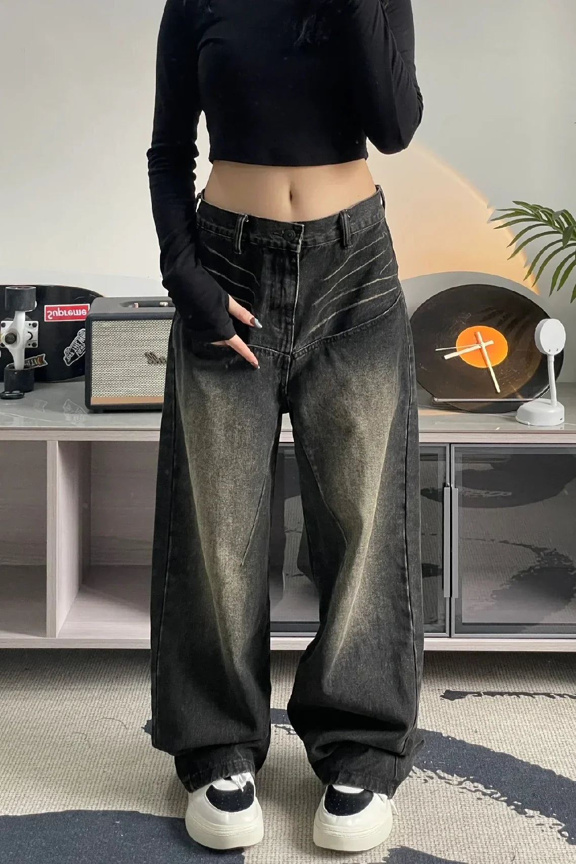 High Street Spicy Girls Straight Tube Wide Leg Long Pants