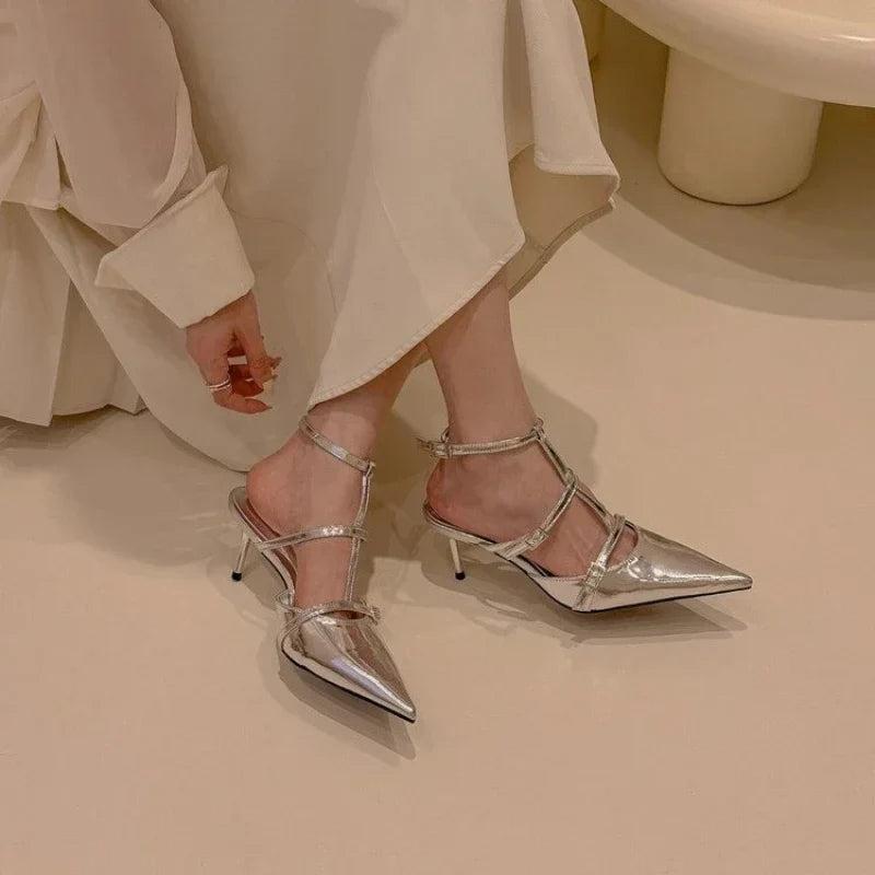 Comfortable Solid Buckle Elegant New Summer Fashionable Low Heel Pumps