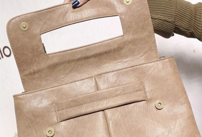 Square Faux Leather Wrist Handle Envelope Clutches - 9 Colors