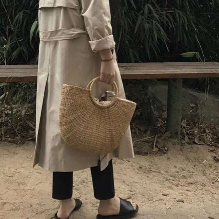 Straw Bucket Tote Bags with Ring Handle - w or w/o Tassels