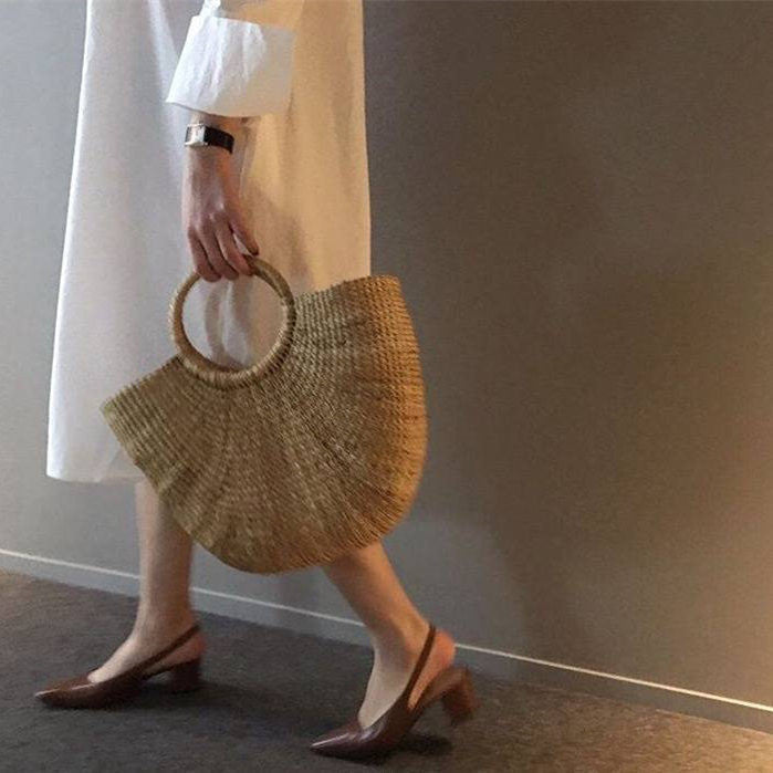 Straw Bucket Tote Bags with Ring Handle - w or w/o Tassels