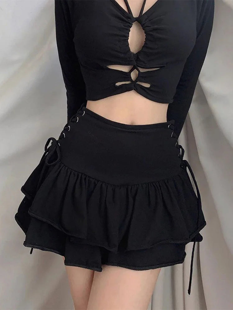 Dark Gothic Punk E-girl High Waist Mini Skirt