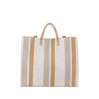 Striped Canvas Shopper Totes  -  3 Colors