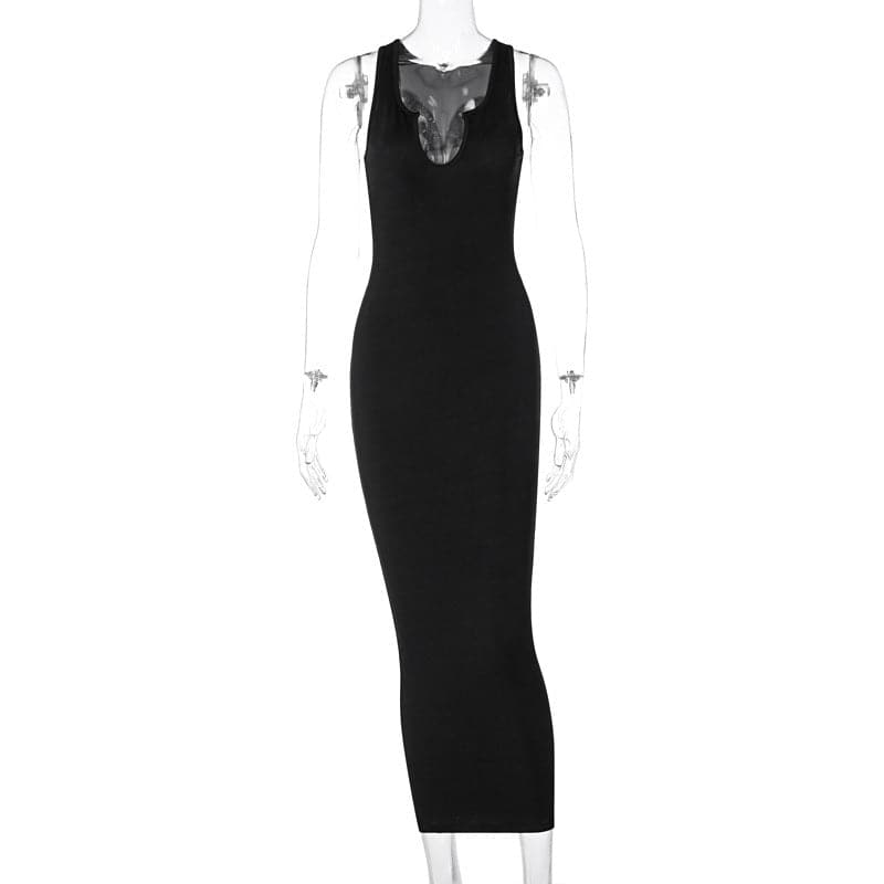 Summer Dresses  Fashion U-neck Sleeveless Slim Fit Dress