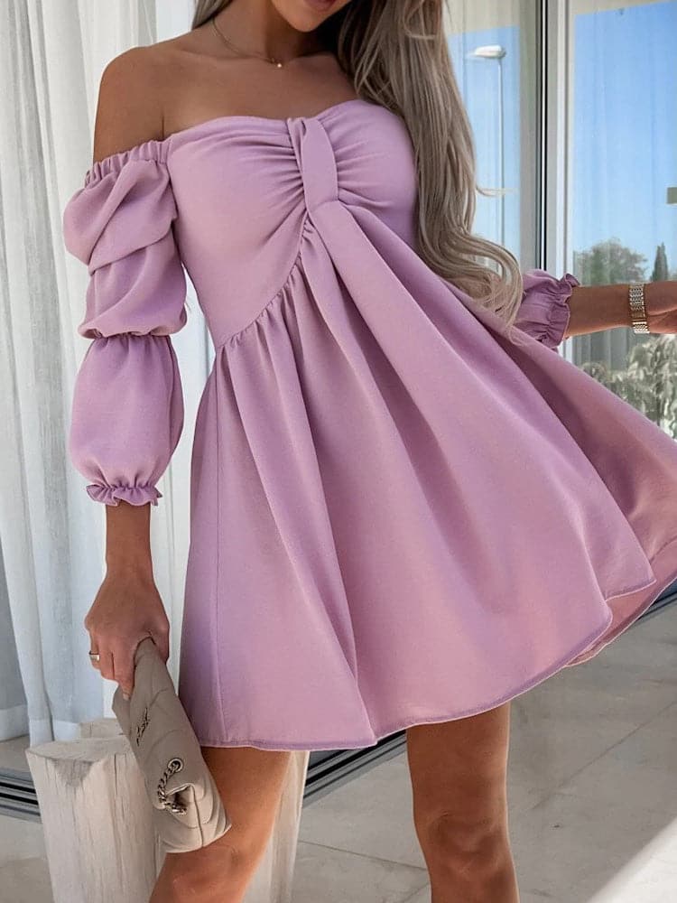 Summer Slash Neck Mini Dress