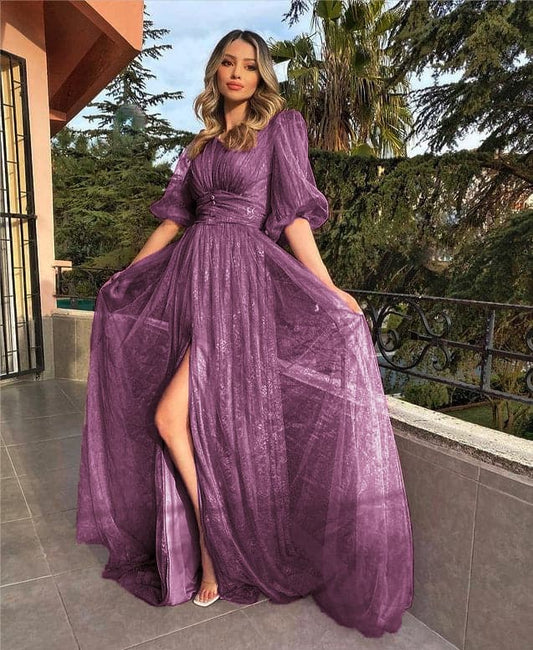 Summer V-Neck Full Sleeve Long Party Dress