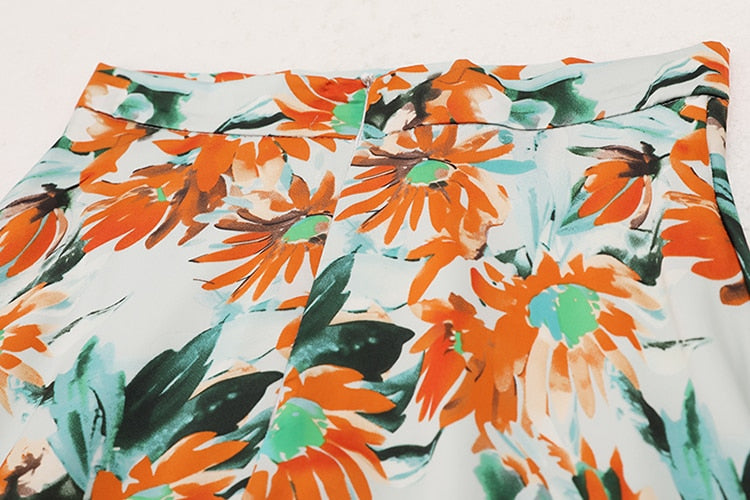 Sunflower Prints Maxi Flare Skirts