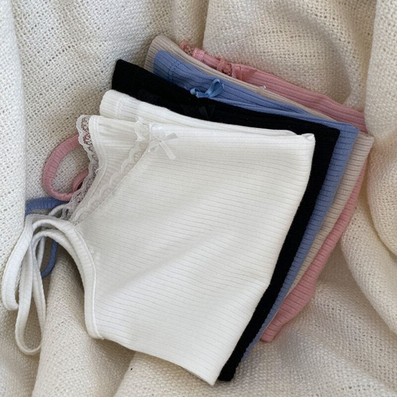 Sweet Bow Lace Off Shoulder Basic Knitted Top