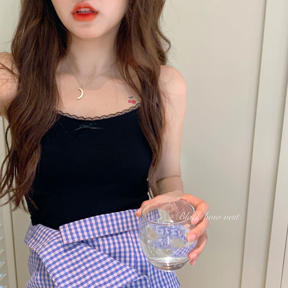 Sweet Bow Lace Off Shoulder Basic Knitted Top