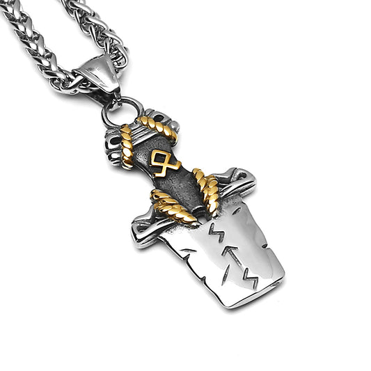 Sword-Stone Double-Sided Rune Necklace