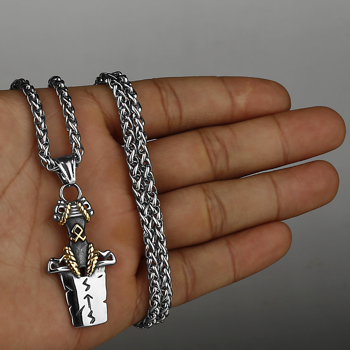 Sword-Stone Double-Sided Rune Necklace