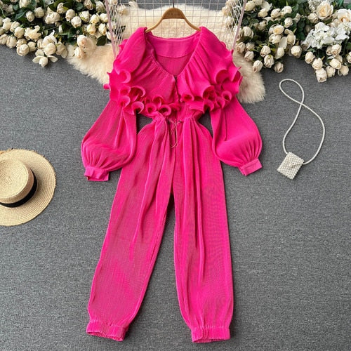 Sylvie Ruffle Top Jumpsuit - 5 Colors