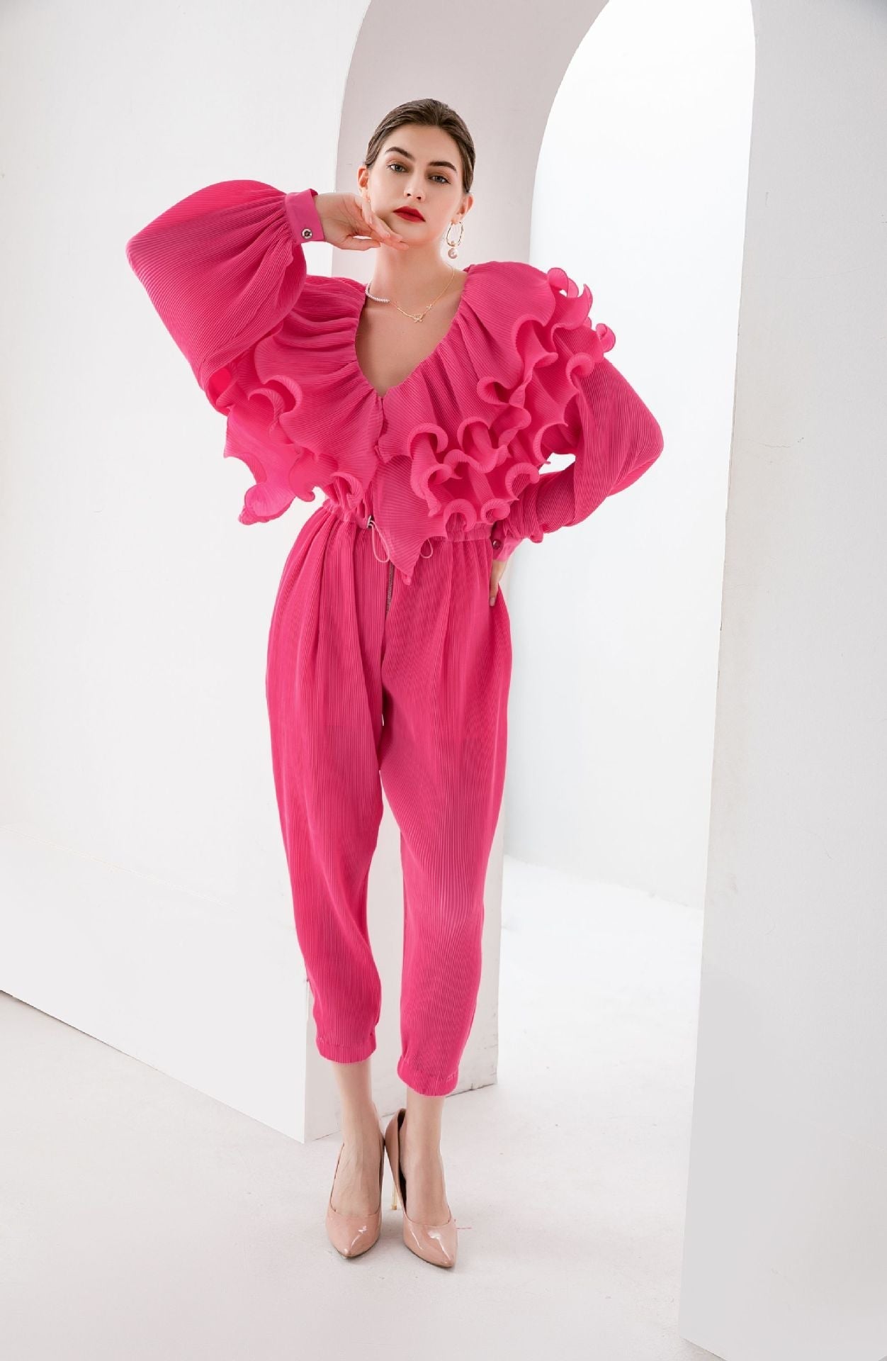 Sylvie Ruffle Top Jumpsuit - 5 Colors