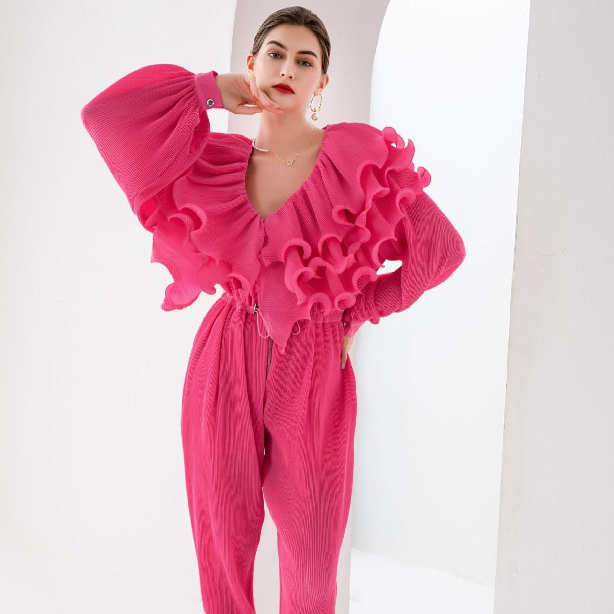 Sylvie Ruffle Top Jumpsuit - 5 Colors