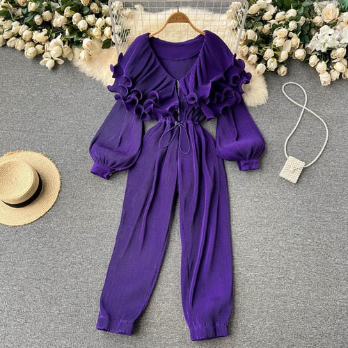 Sylvie Ruffle Top Jumpsuit - 5 Colors