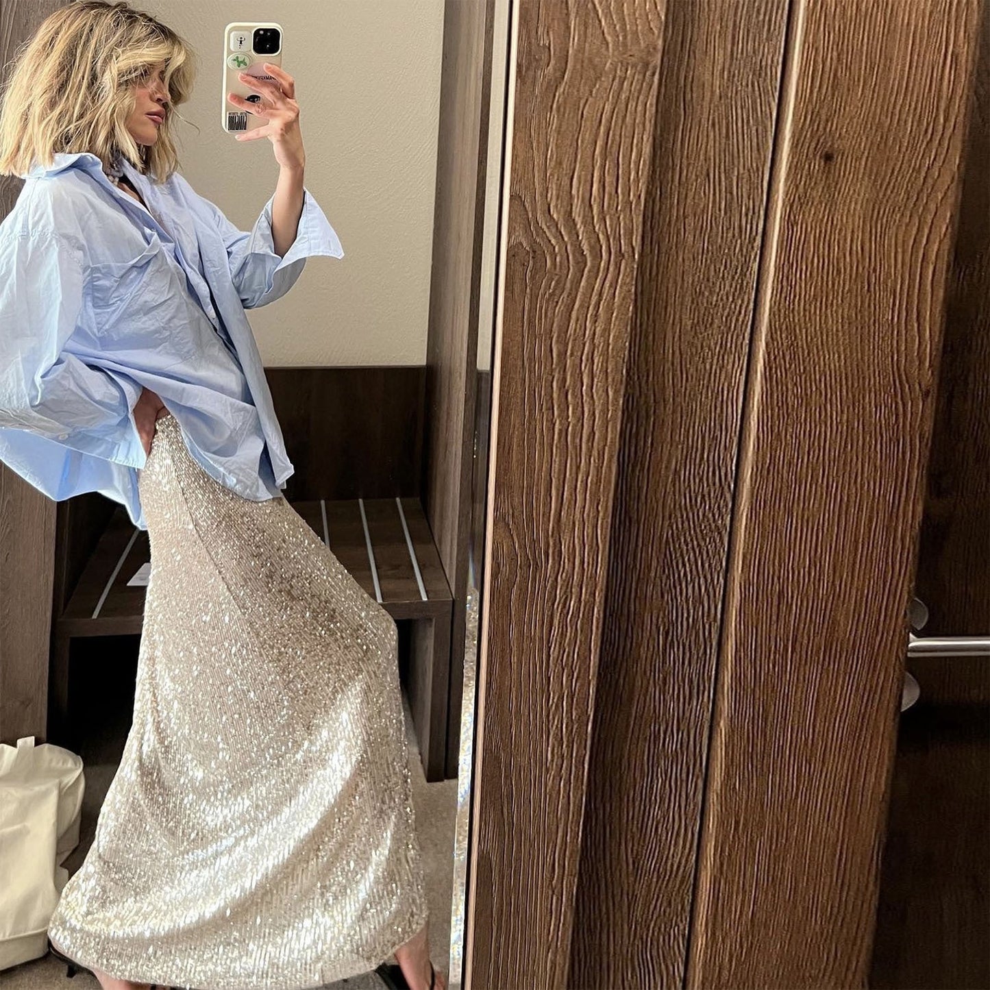 Syren Glitter Metallic Sequin Maxi Skirts