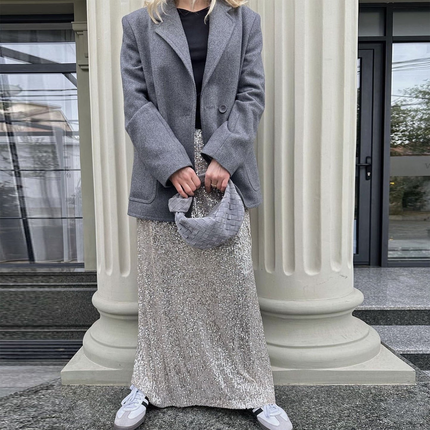 Syren Glitter Metallic Sequin Maxi Skirts