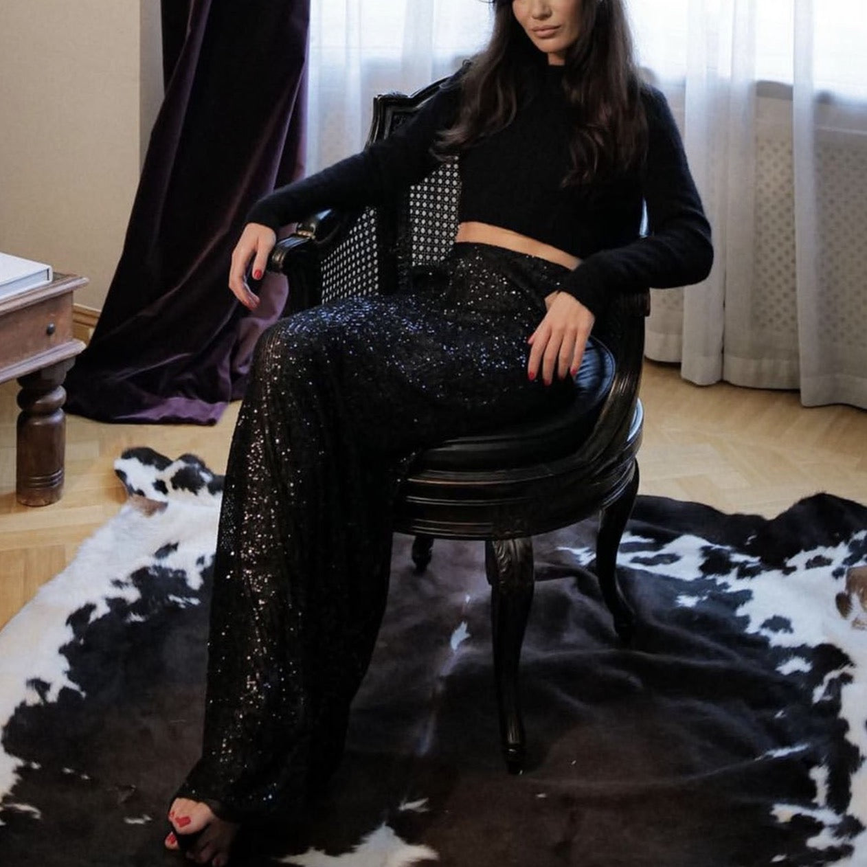 Syren Glitter Metallic Sequin Maxi Skirts