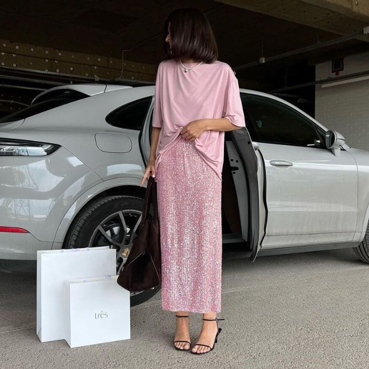 Syren Glitter Metallic Sequin Maxi Skirts