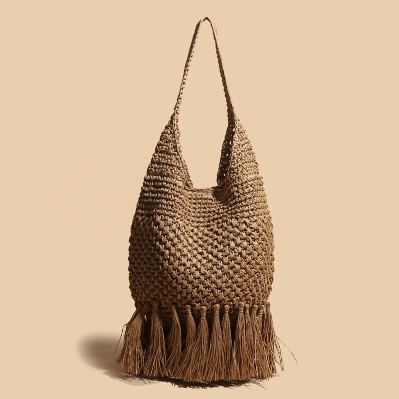 Taffe Bohemian Tassels Straw Hobo Bags  - 2 Colors