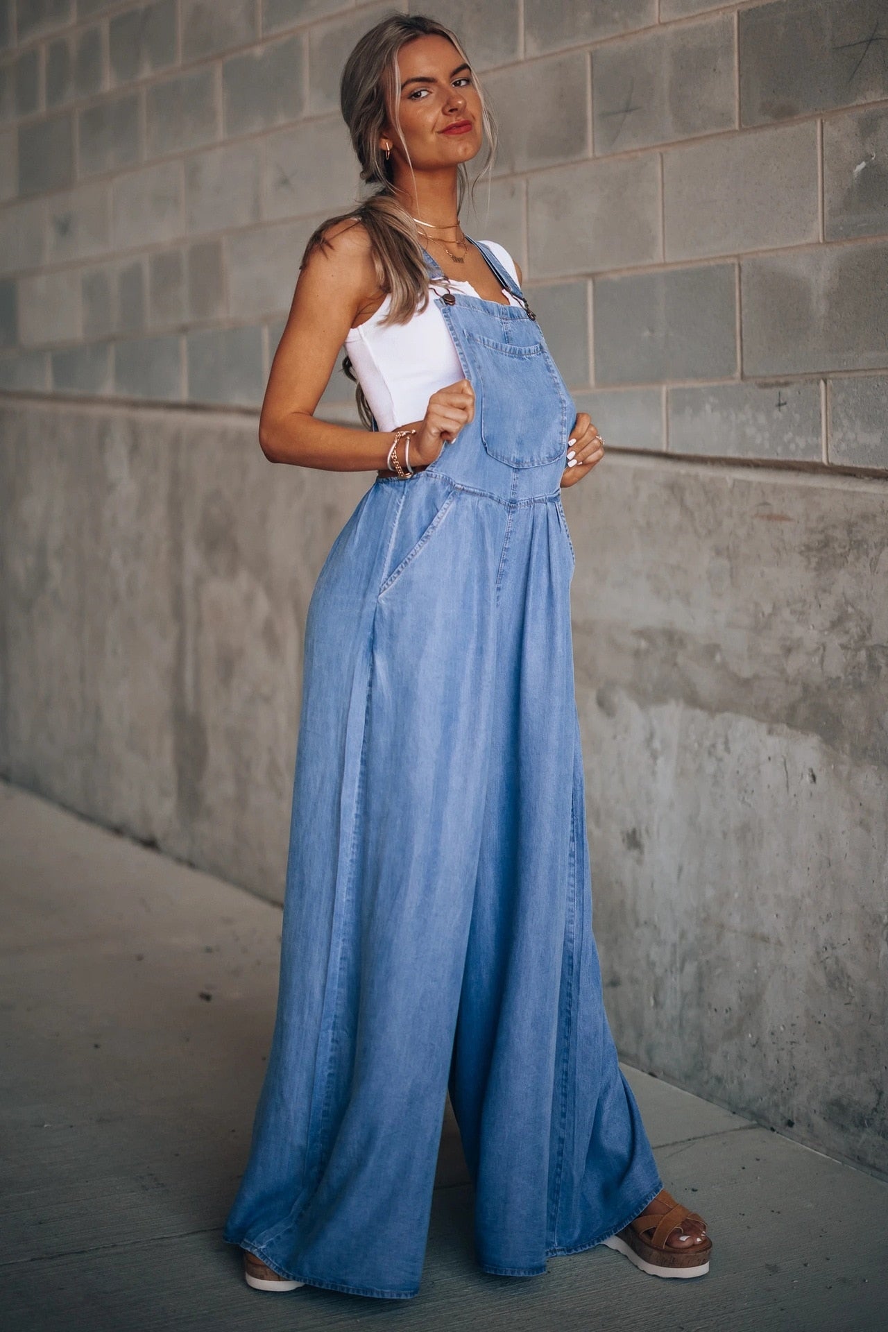 Tara Flowy Denim Overalls - 2 Colors