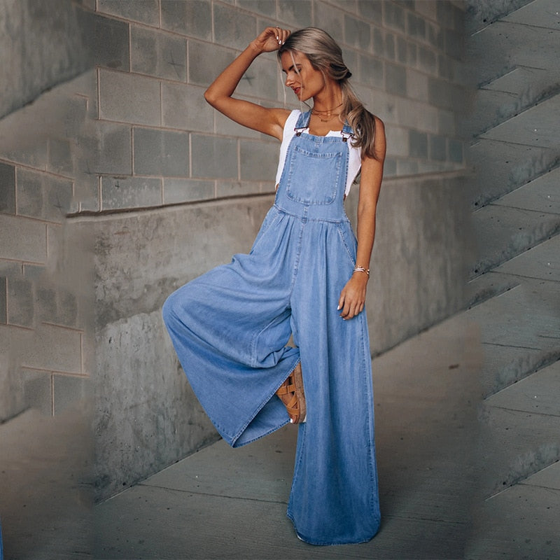 Tara Flowy Denim Overalls - 2 Colors