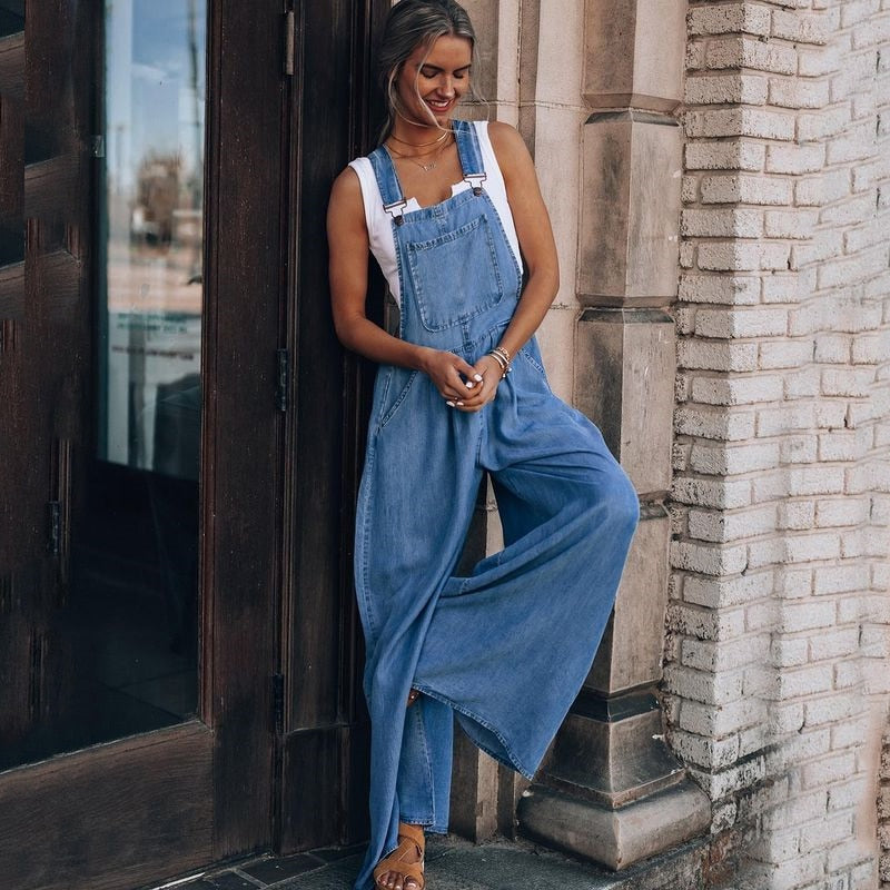 Tara Flowy Denim Overalls - 2 Colors