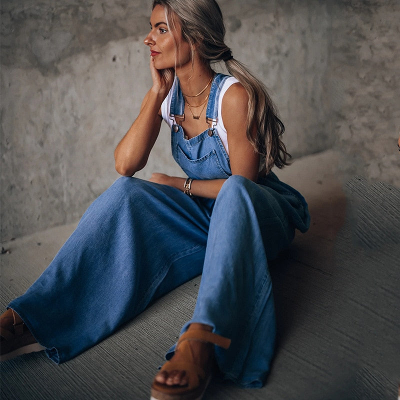 Tara Flowy Denim Overalls - 2 Colors