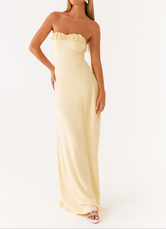 Jaquetta Linen Maxi Dress - Yellow