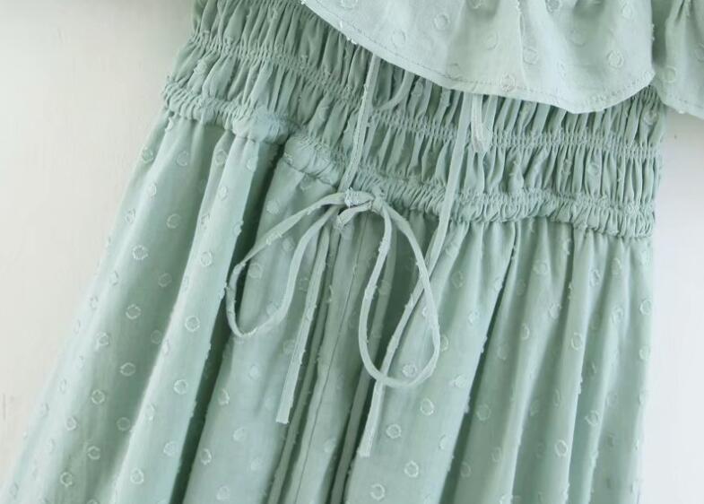 Tess Vintage Square Neck Boucle Dot Maxi Dress