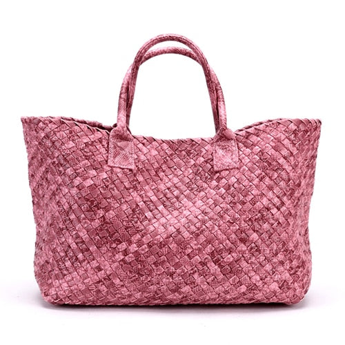 Serpentine Print Woven Tote Bag