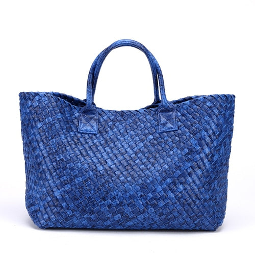 Serpentine Print Woven Tote Bag