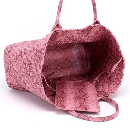 Serpentine Print Woven Tote Bag