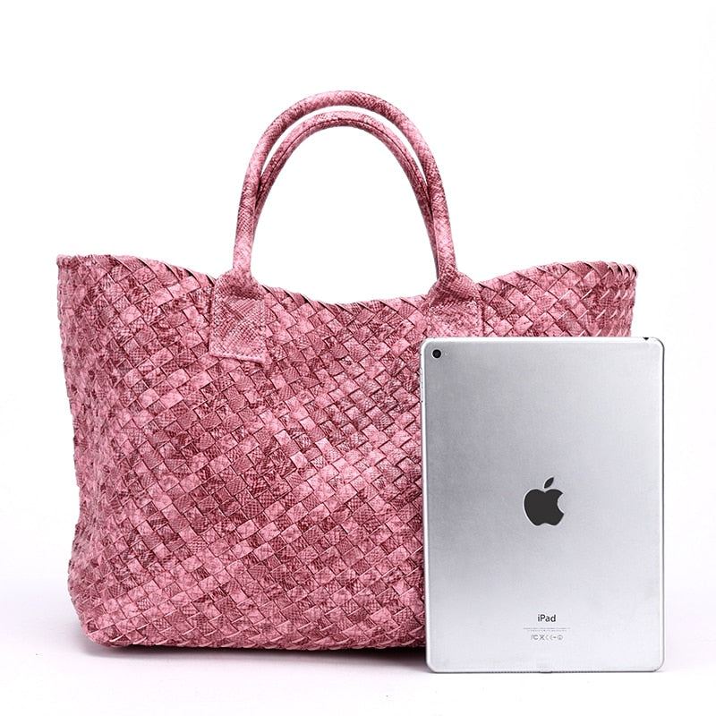 Serpentine Print Woven Tote Bag