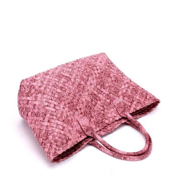 Serpentine Print Woven Tote Bag