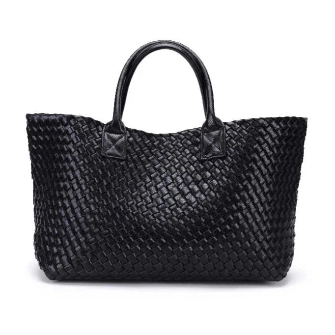 Serpentine Print Woven Tote Bag
