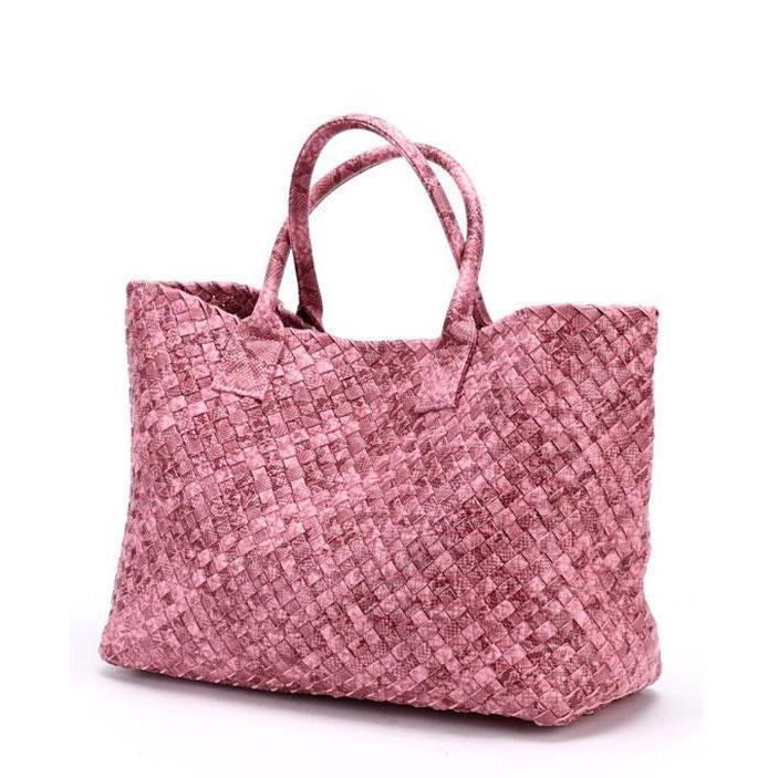 Serpentine Print Woven Tote Bag