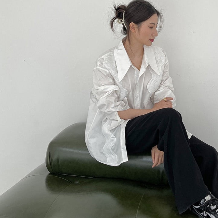 Tiamo Multi Wave Art Embroidery Shirt