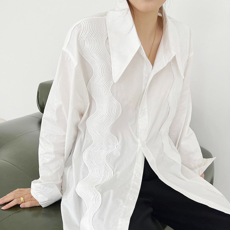 Tiamo Multi Wave Art Embroidery Shirt