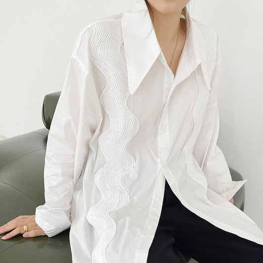 Tiamo Multi Wave Art Embroidery Shirt