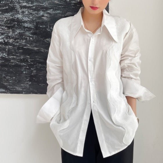 Tiamo Multi Wave Art Embroidery Shirt