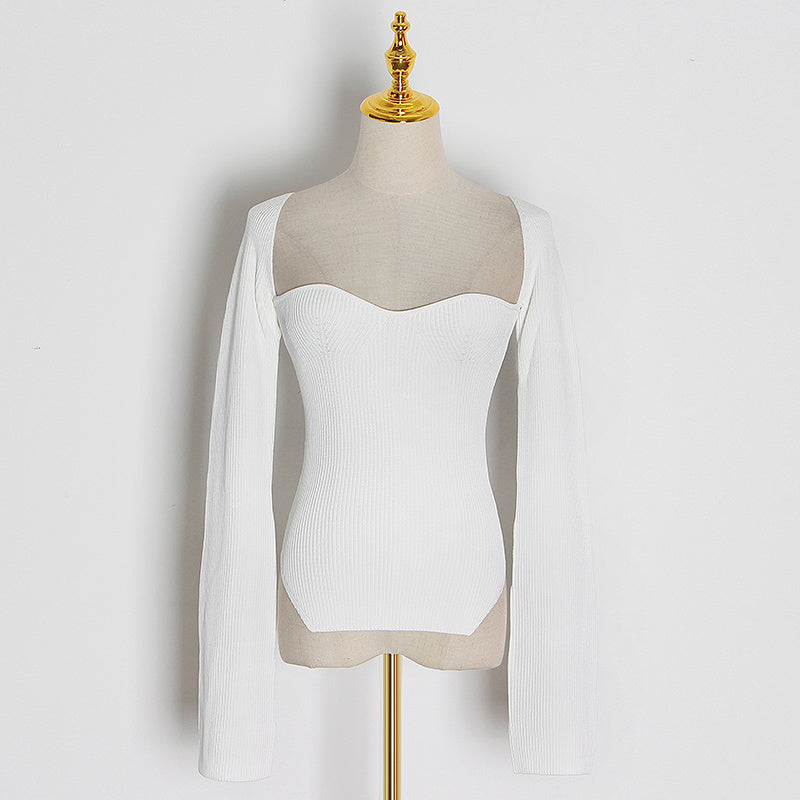 Tina Square Neckline Knit Tops - 10 Colors