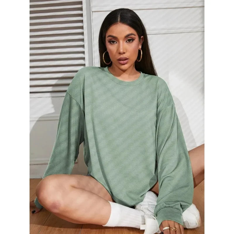 Solid Simplicity Round Neck Long Sleeve Tee