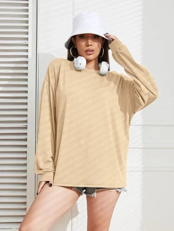 Solid Simplicity Round Neck Long Sleeve Tee