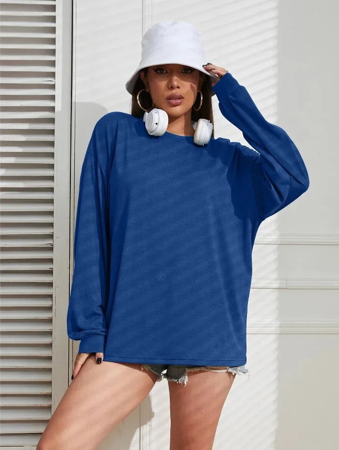 Solid Simplicity Round Neck Long Sleeve Tee