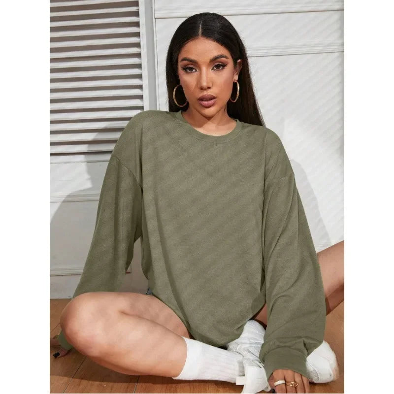 Solid Simplicity Round Neck Long Sleeve Tee