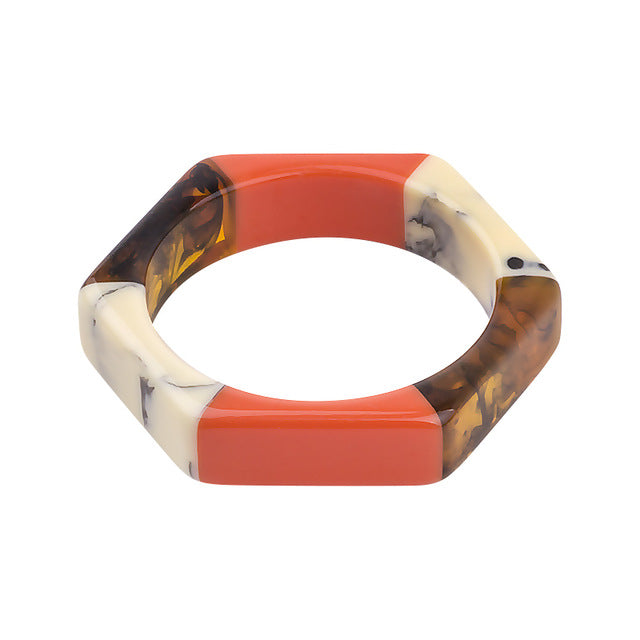 Tora Colorblock Resin Bracelet Bangle - 10 Colors