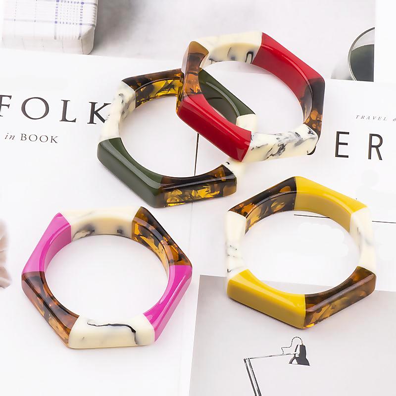 Tora Colorblock Resin Bracelet Bangle - 10 Colors