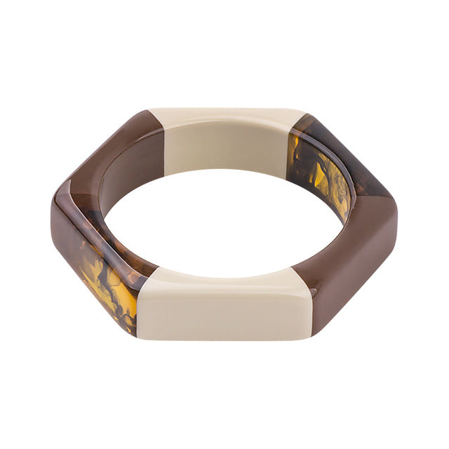 Tora Colorblock Resin Bracelet Bangle - 10 Colors