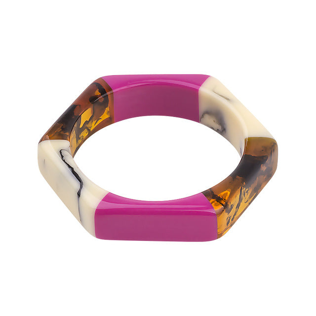 Tora Colorblock Resin Bracelet Bangle - 10 Colors